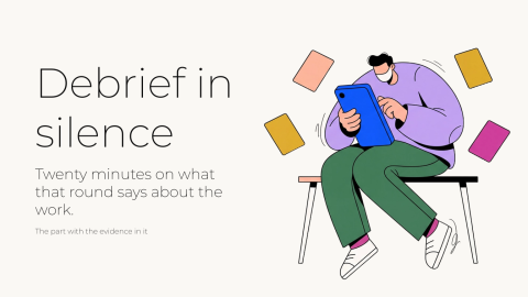 Debrief in silence presentation template cover slide