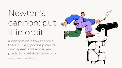 Newton's cannon: put it in orbit presentation template cover slide