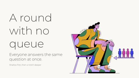 A round with no queue presentation template cover slide