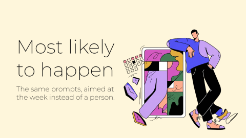Most likely to happen here presentation template cover slide