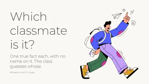 Whose fun fact? in class presentation template cover slide
