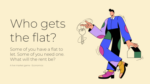 Who gets the flat? presentation template cover slide