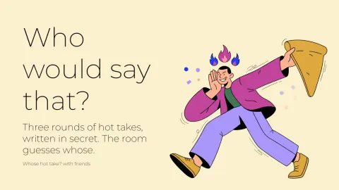 Whose hot take? with friends presentation template cover slide
