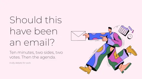 Silly debates for work presentation template cover slide