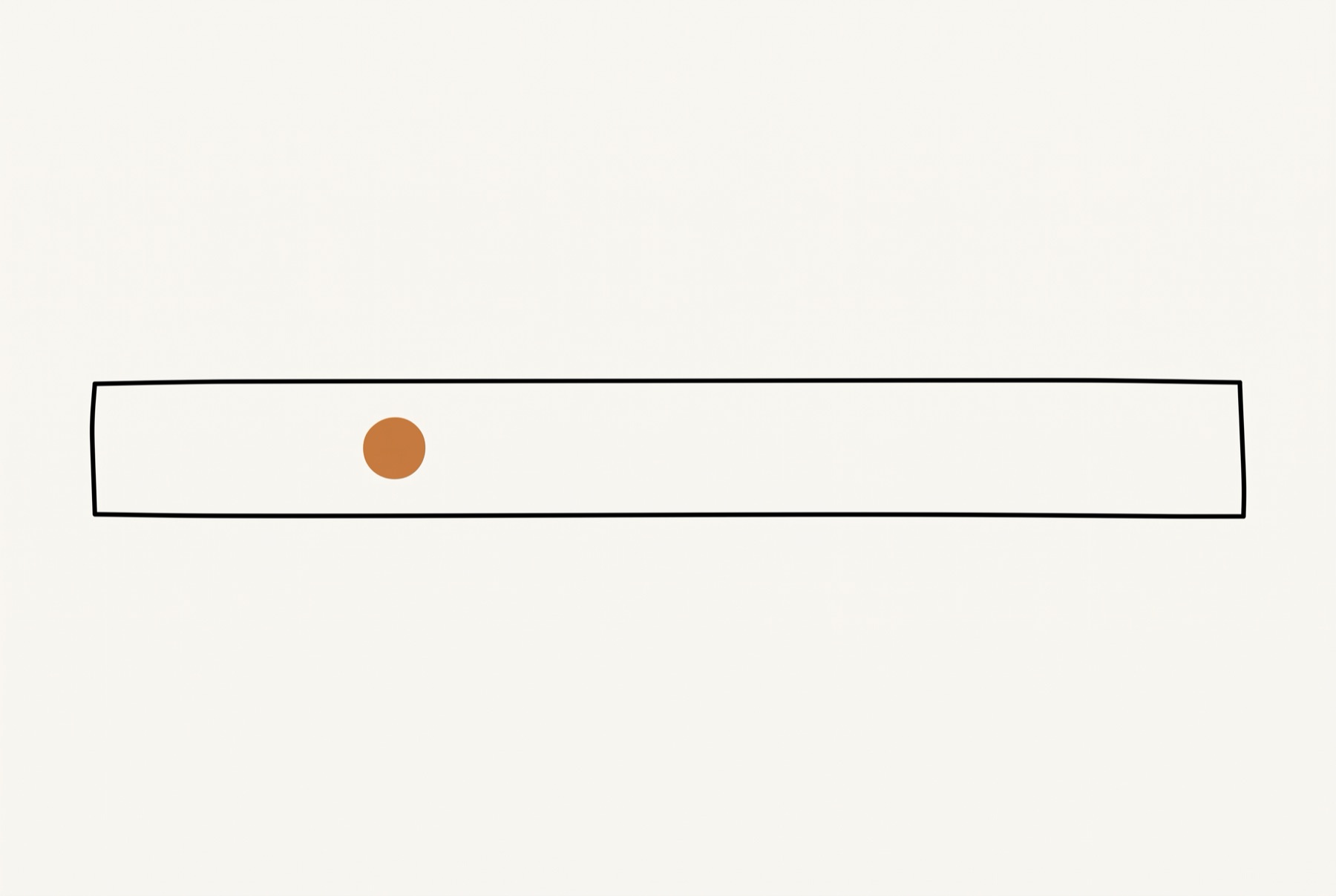 One long horizontal band spans most of the frame, and a single small solid dot sits near its left-hand end, well inside it.